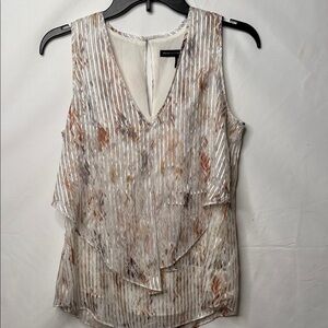 White House black market Adria clip Jacard shell sleeveless layered blouse XS